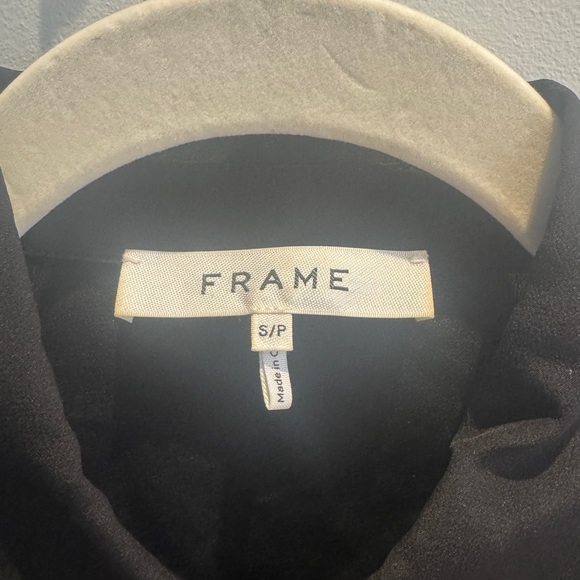 Frame Denim Black Ruffle-Sleeve Button-Front Blouse - Picture 2 of 2